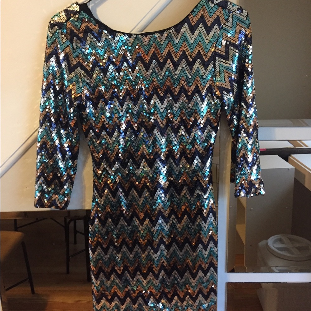 Blue sequin party dress